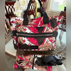 🖤🩷MARC JACOBS PALM PRINT NYLON BIKER BABY DIAPER BAG & CHANGING PAD!🖤🩷SALE SALE